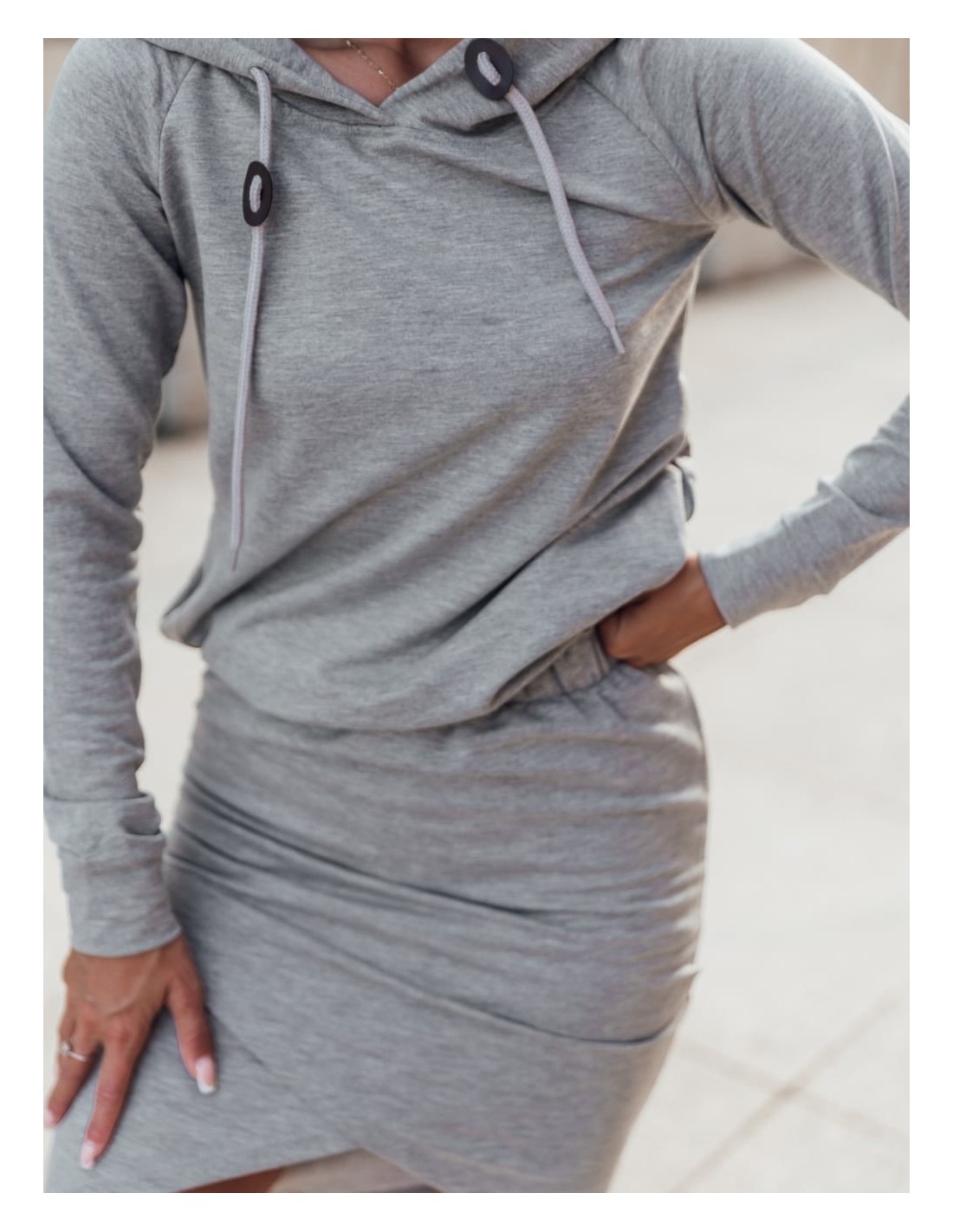 Women\'s sports set, skirt and hoodie, gray FI697 - Online store - Boutique